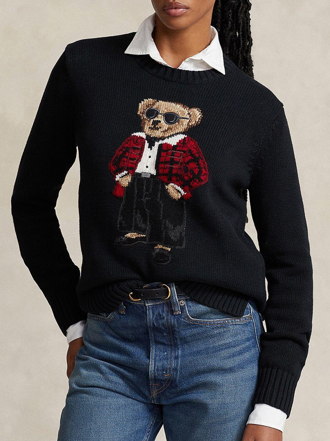polo ralph lauren graphic self design pure cotton pullover sweater