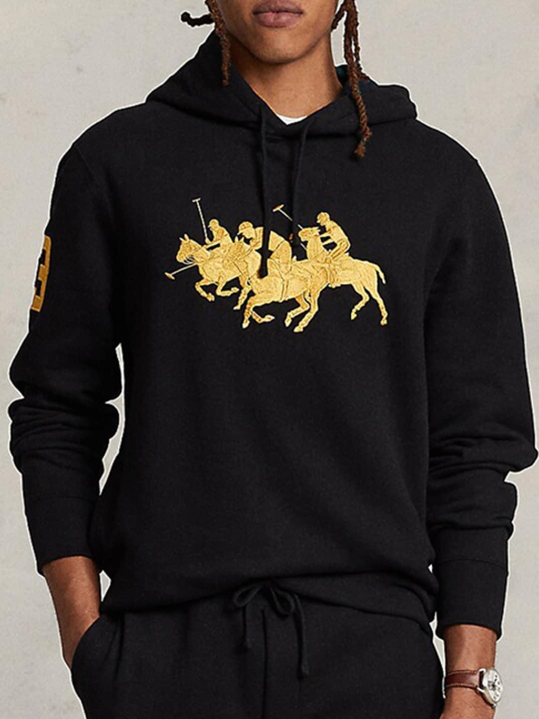 polo ralph lauren men triple-pony embroidered hooded sweatshirt