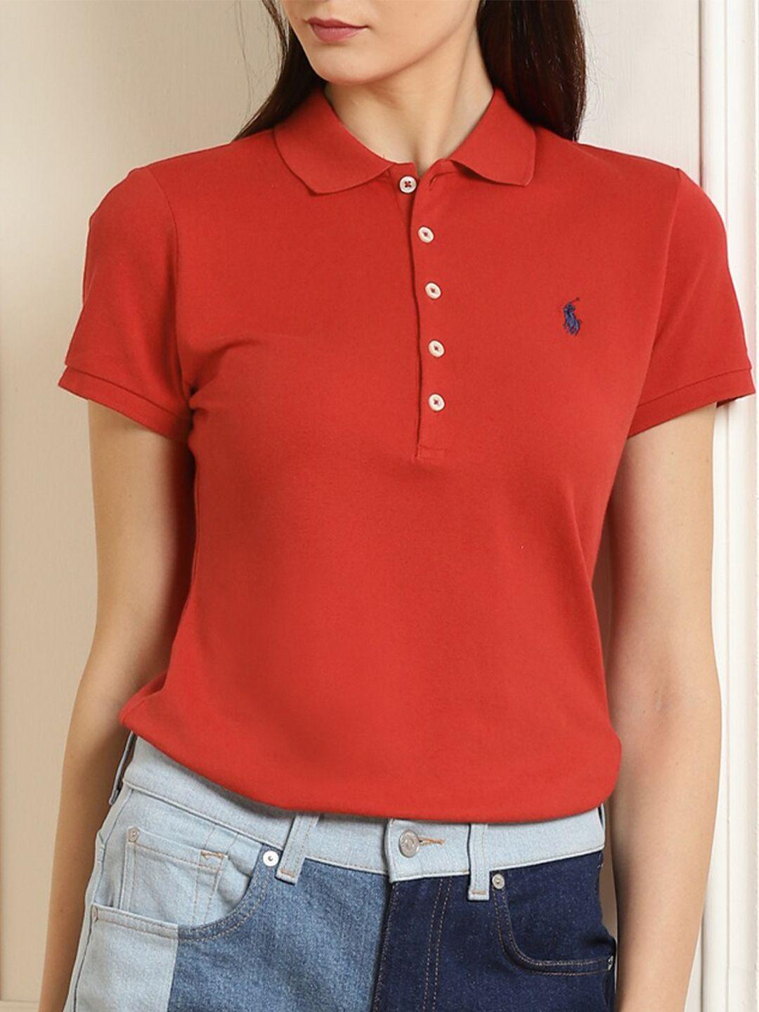 polo ralph lauren women red polo collar t-shirt