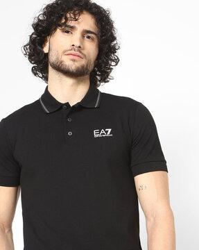 polo t-shirt with contrast logo print