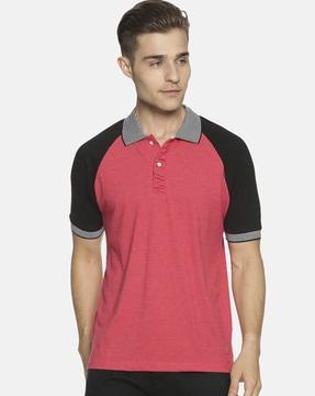 polo t-shirt with contrast sleeves