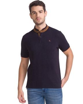 polo t-shirt with ribbed sleeves