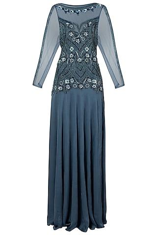 polo blue embroidered gown