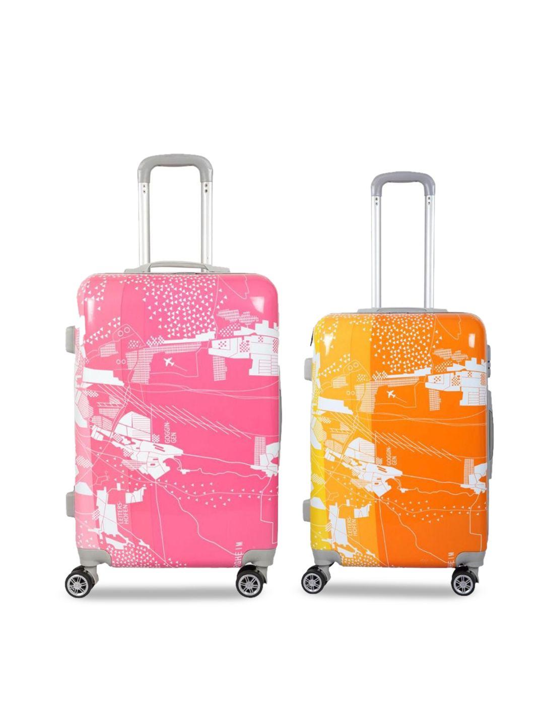 polo class  set of 2 printed hard-sided trolley suitcases