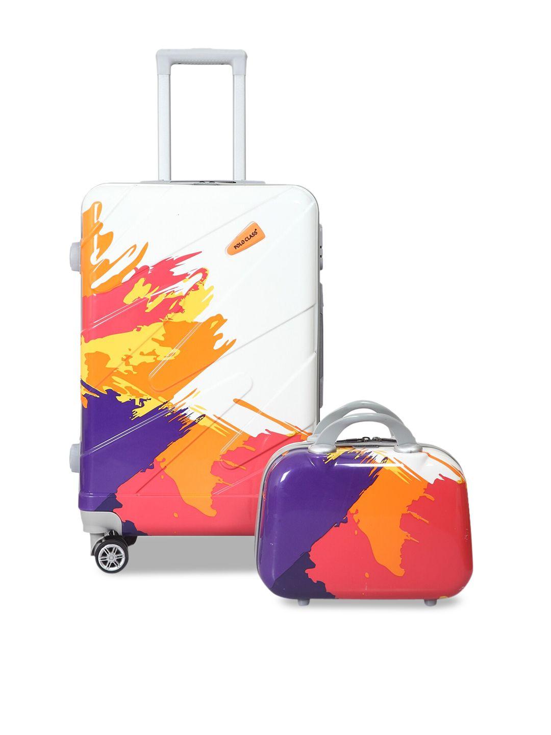 polo class 2-pieces printed hard case luggage trolley & vanity bag set- 50 cm