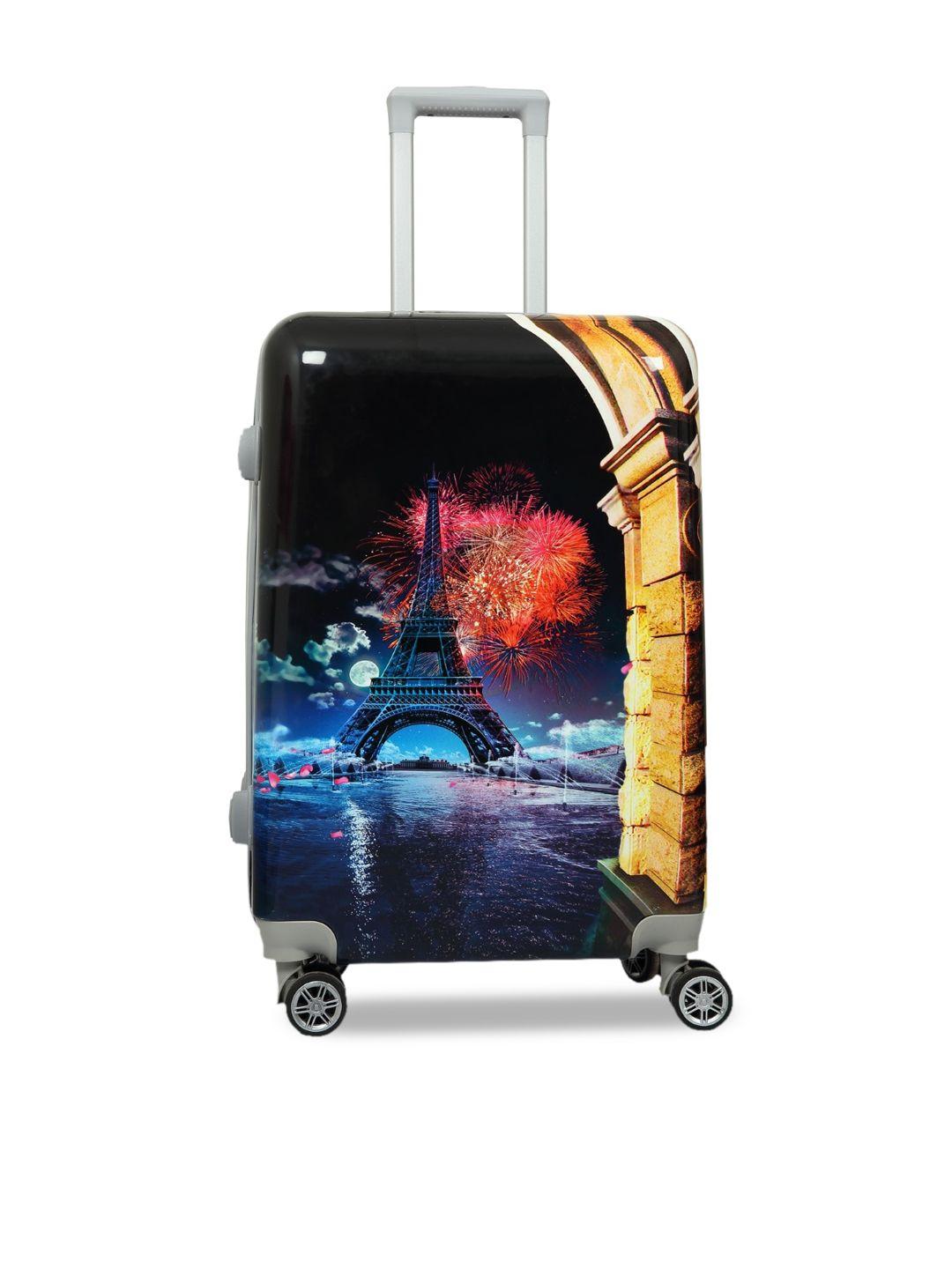 polo class black printed trolley bag