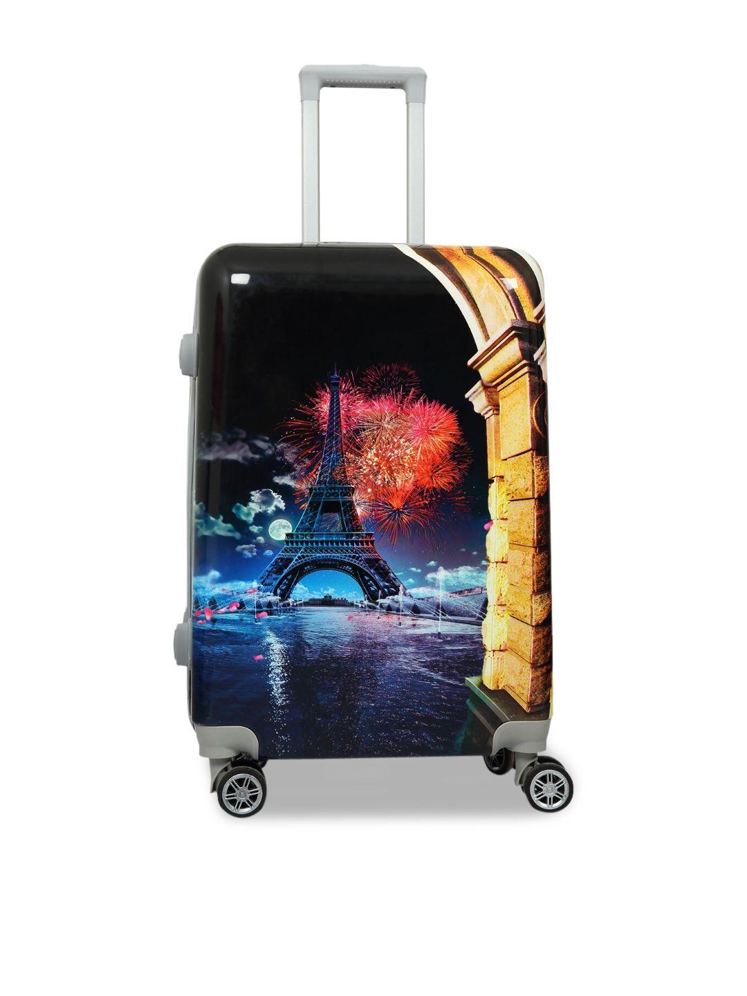 polo class black printed trolley bag