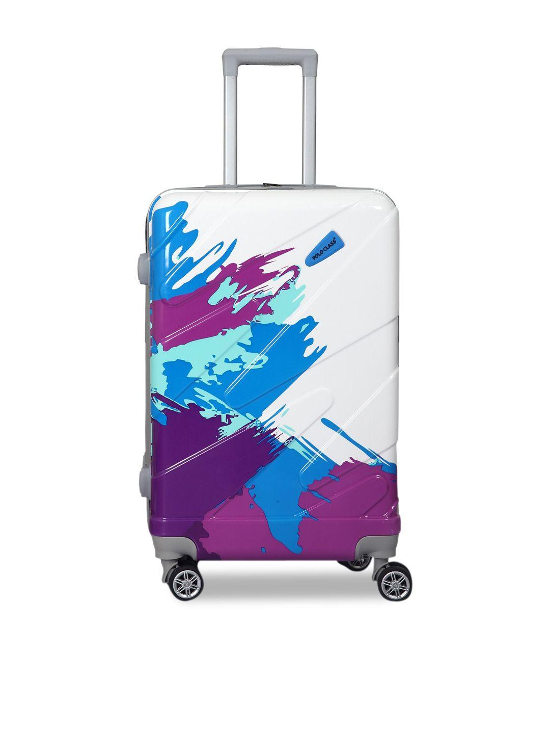 polo class blue & multicoloured graphic printed trolley bag