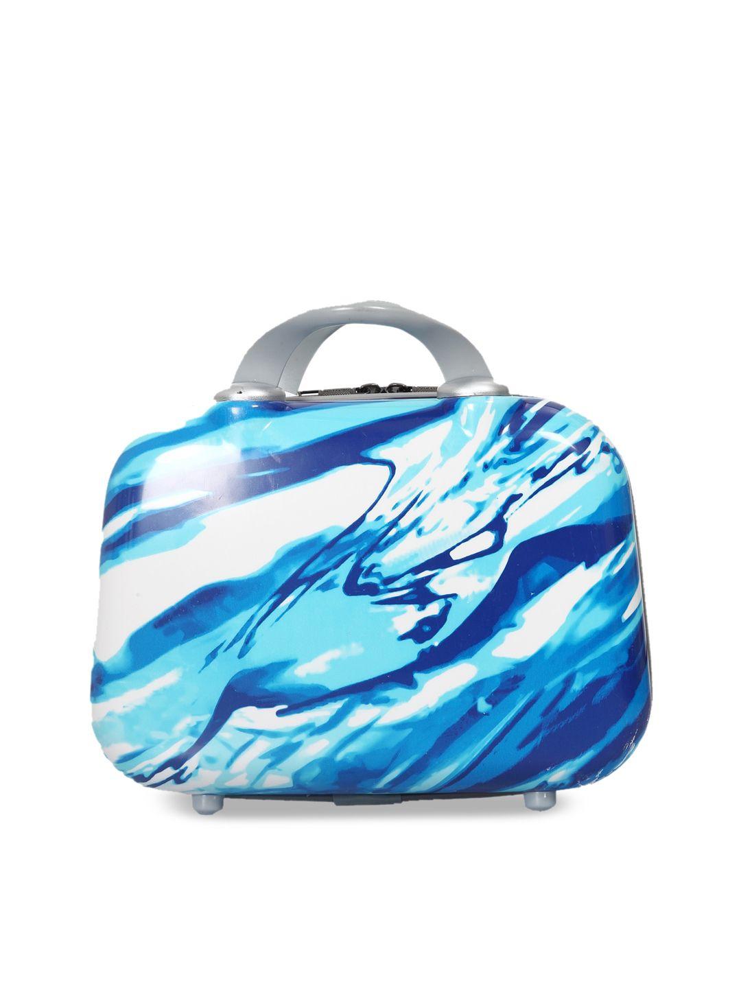 polo class blue & white printed hard-sided travel vanity suitcase