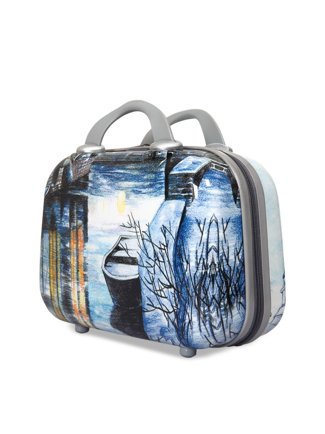 polo class blue & white printed hard-sided vanity bag