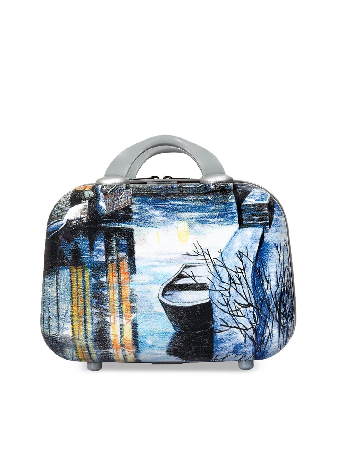 polo class blue & white printed hard-sided vanity bag