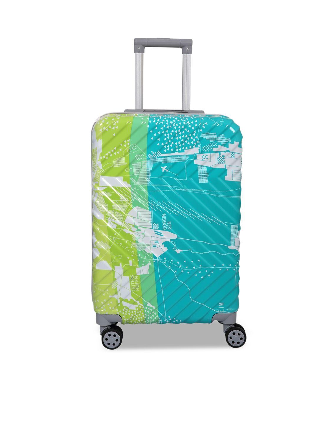 polo class green & turquoise blue printed trolley bag 50 l