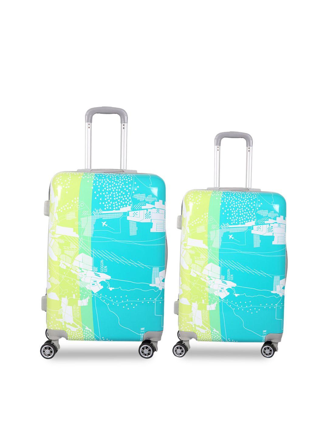 polo class green 2 pc luggage trolley bag set