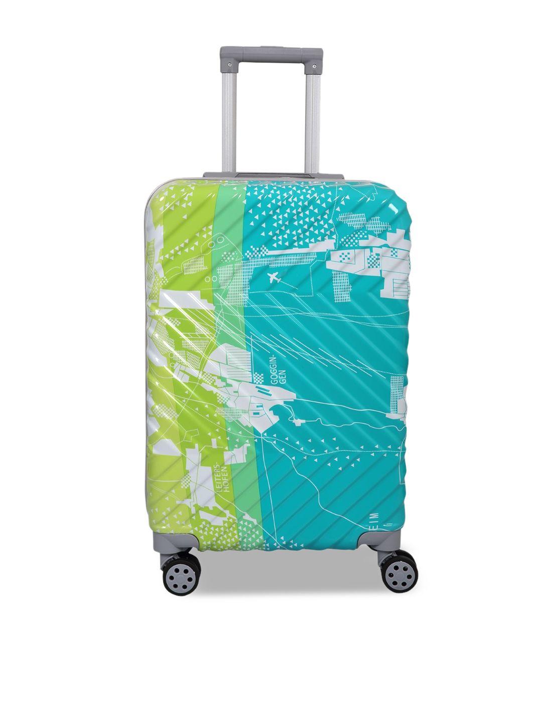 polo class green printed textured cabin trolley bag