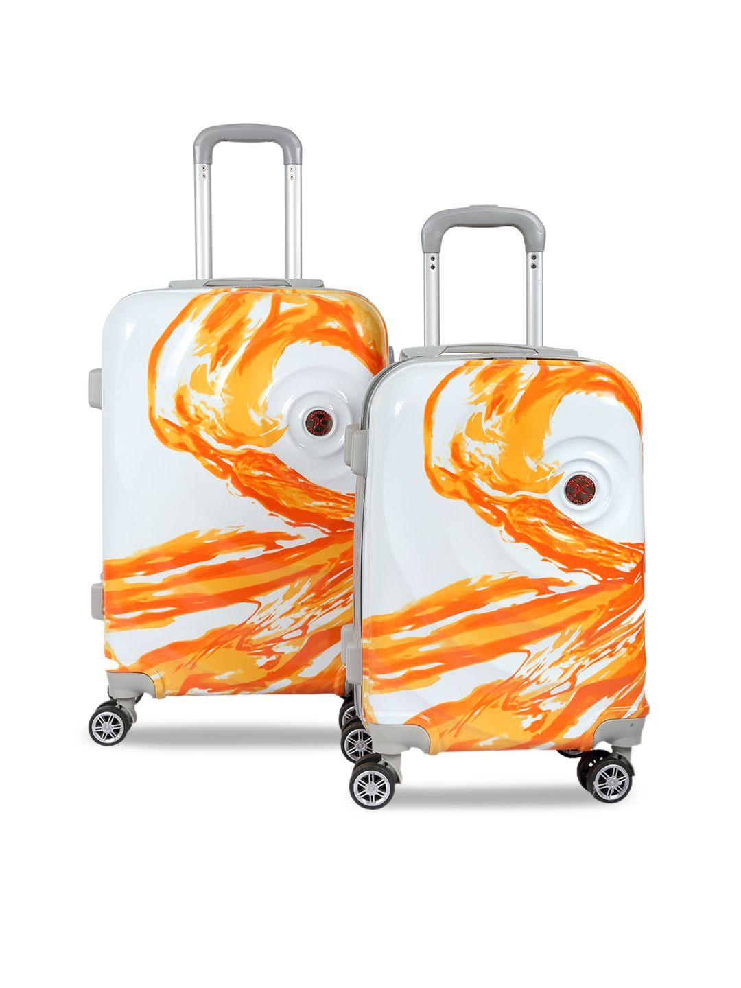 polo class orange & white printed set of 2 trolley bag