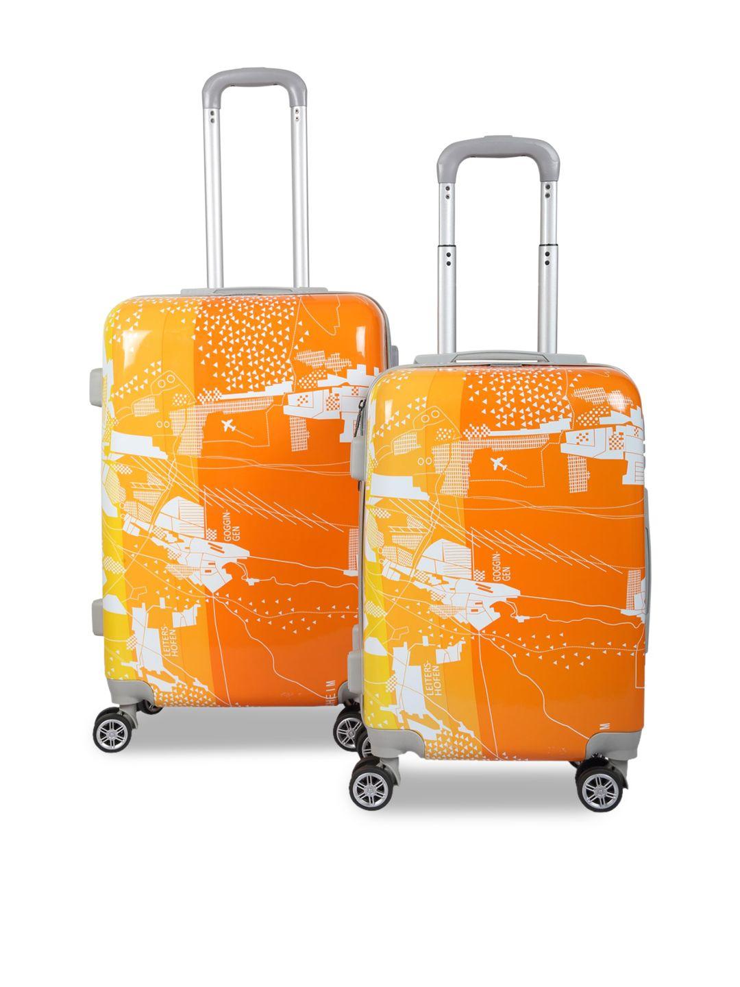 polo class orange 2pc luggage trolley bag set