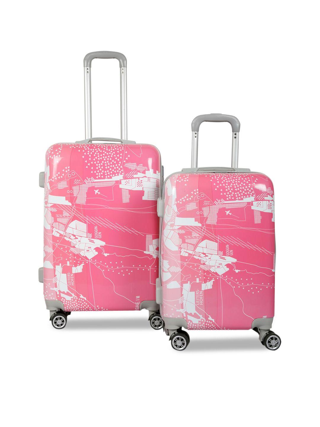 polo class pink printed set of 2 trolley bag