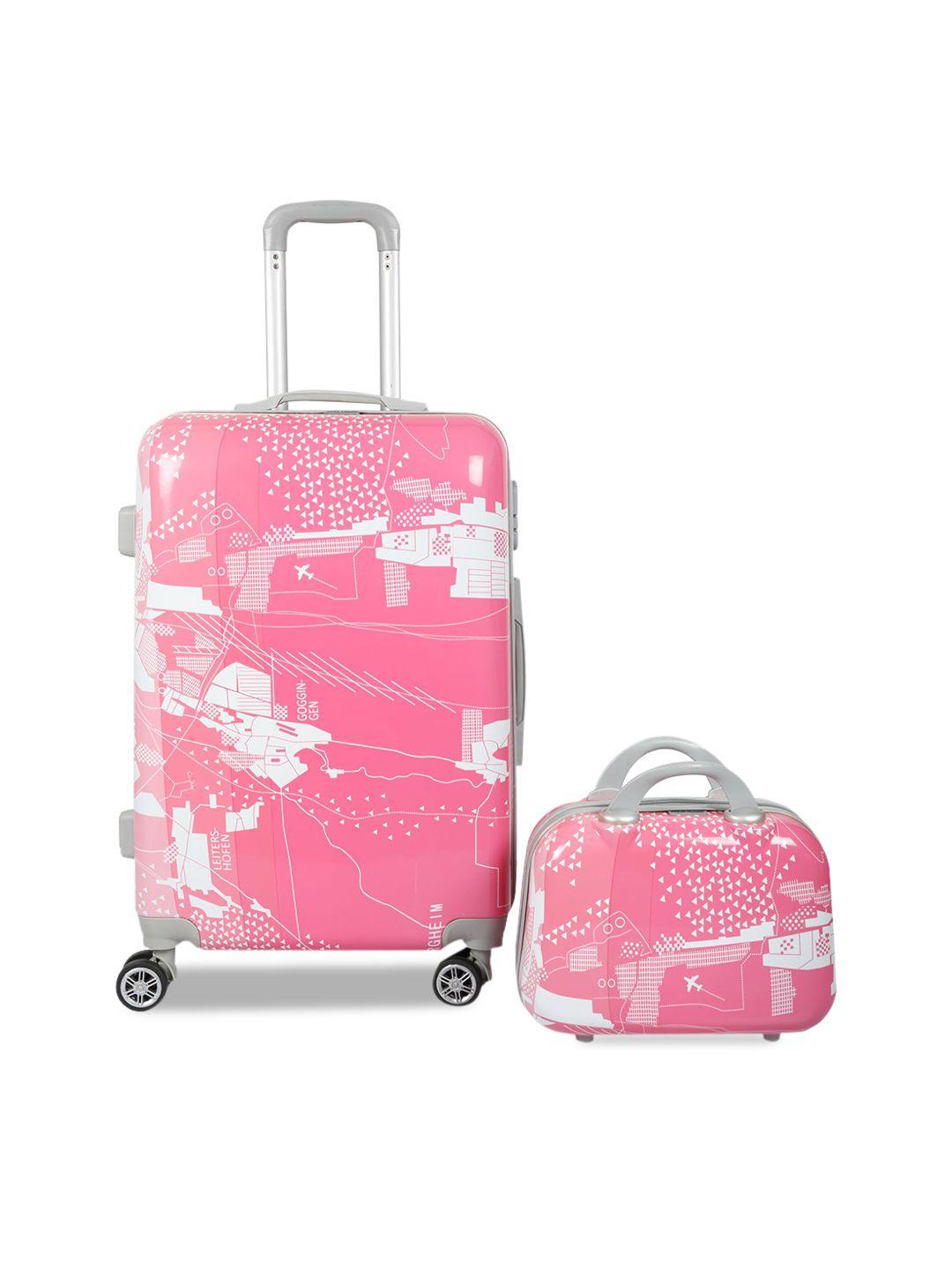 polo class printed trolley bag with vanity bag