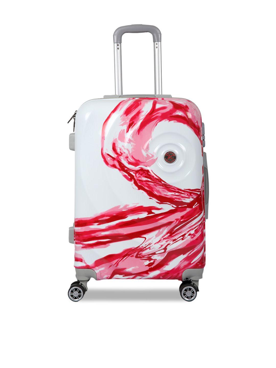 polo class red & white printed hard-sided medium trolley suitcase