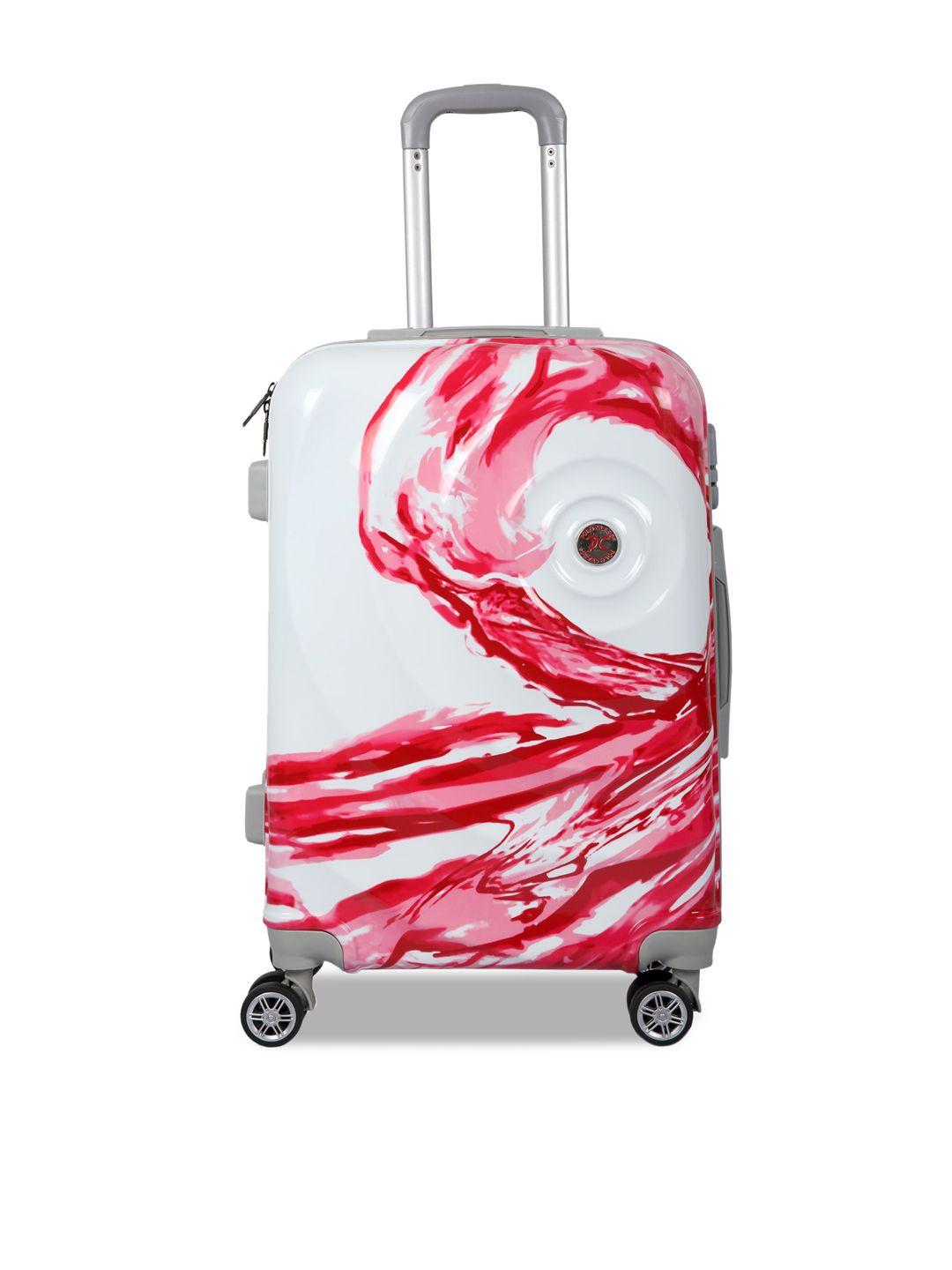 polo class red & white printed hard-sided medium trolley suitcase