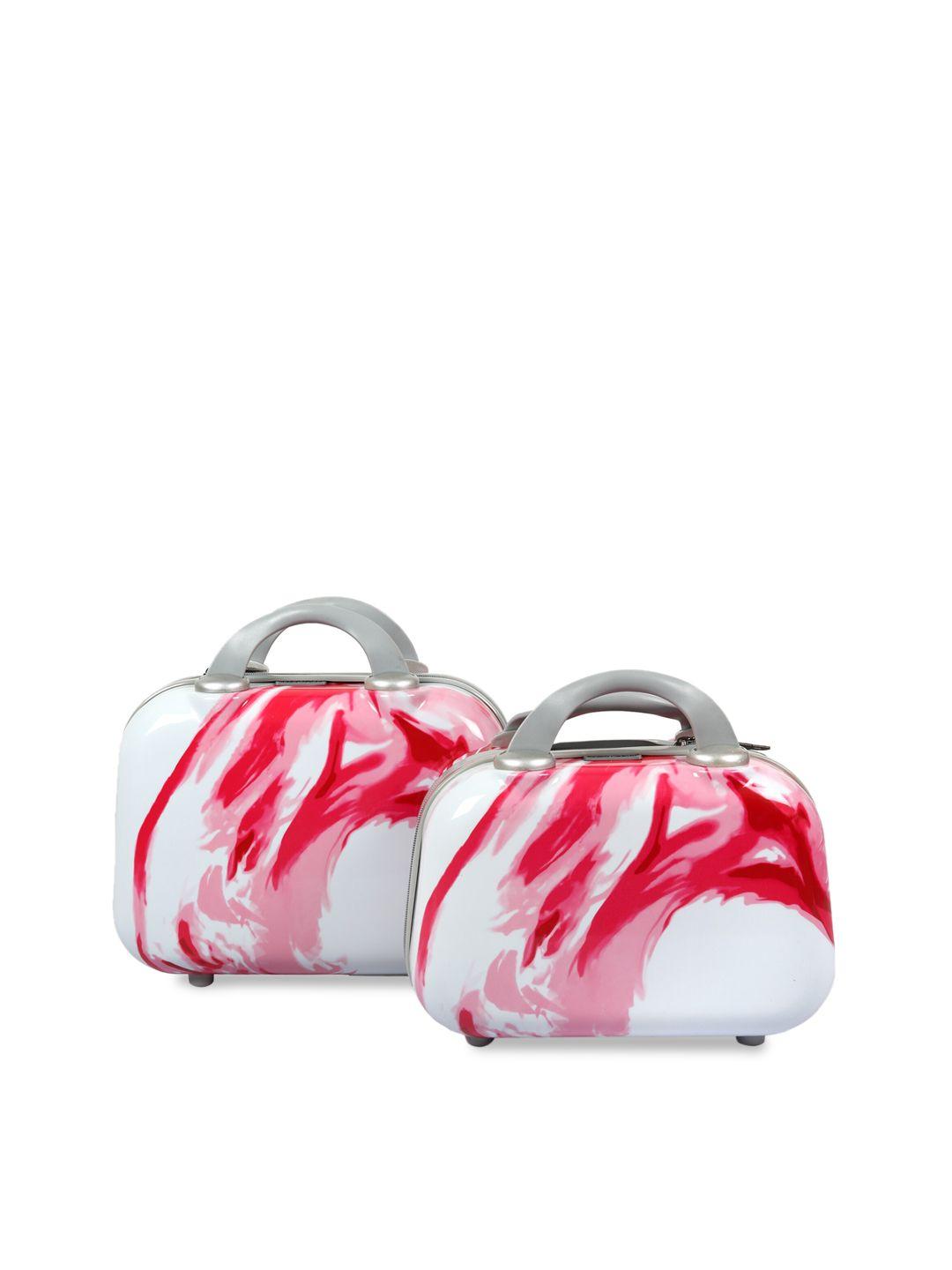 polo class red & white set of 2 travel luggage vanity bag 13l