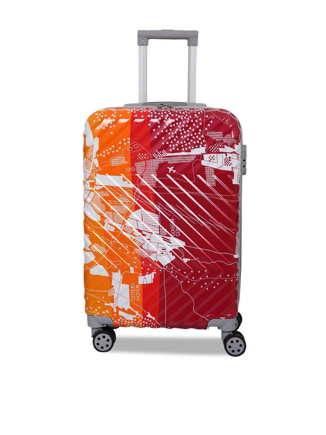 polo class red printed 24 inch trolley bag