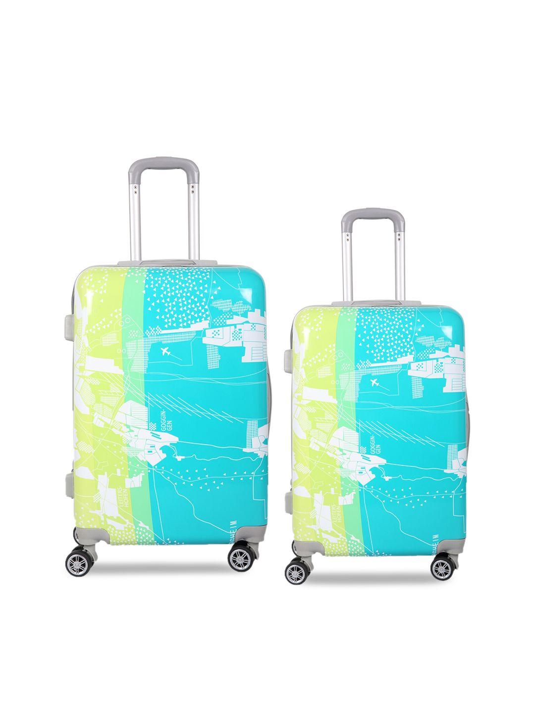 polo class set of 2 green travel trolley bag