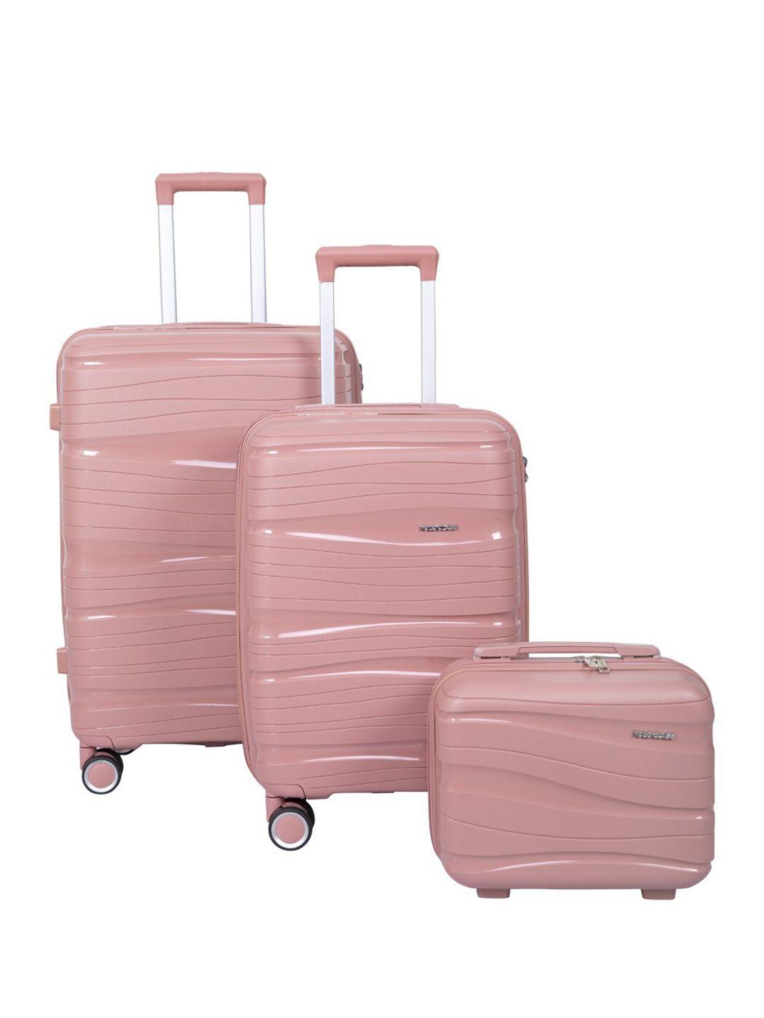 polo class set of 3 hard-sided trolley suitcases with 1 vanity bags