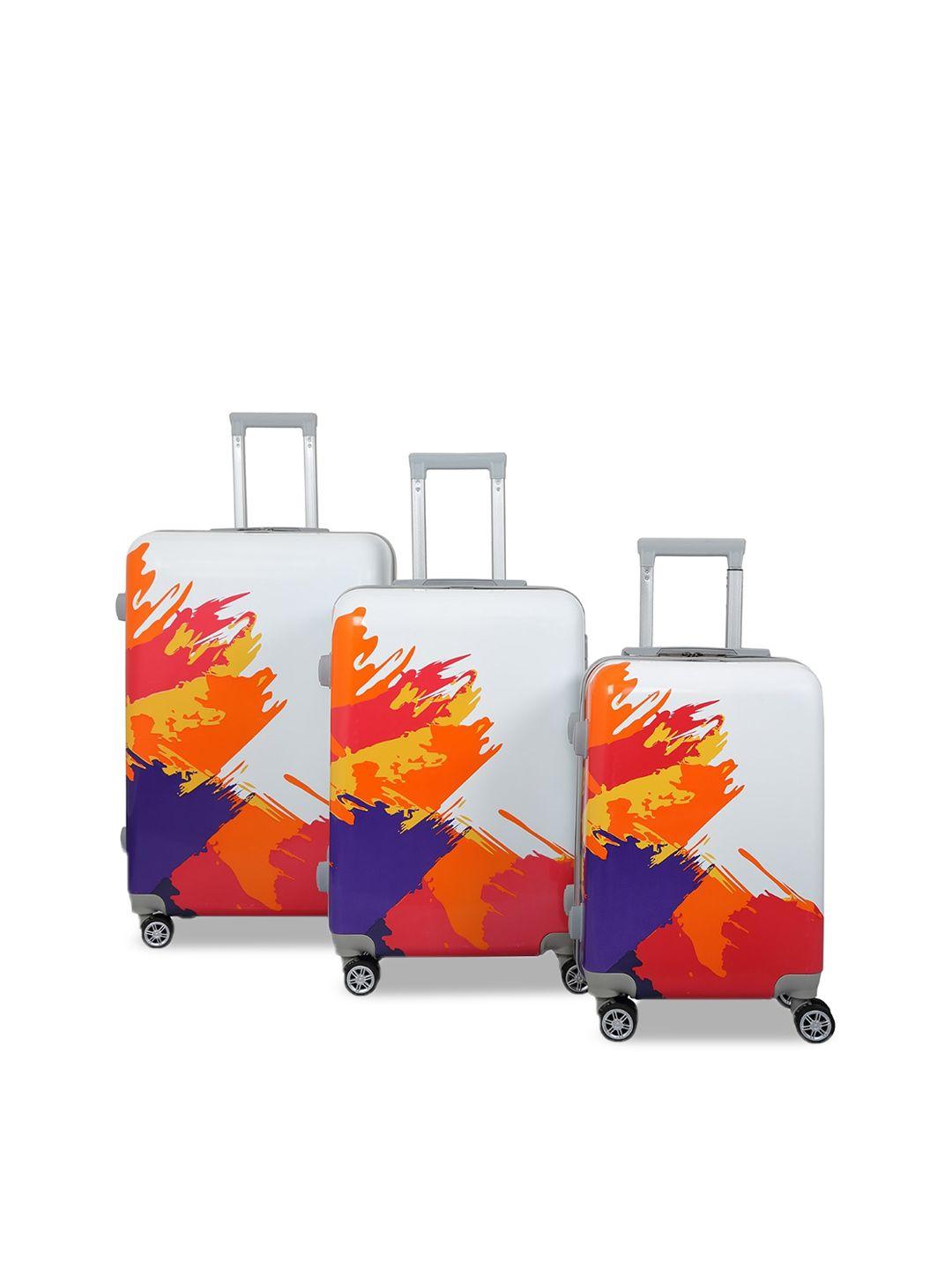 polo class set of 3 printed hard-sided trolley suitcases