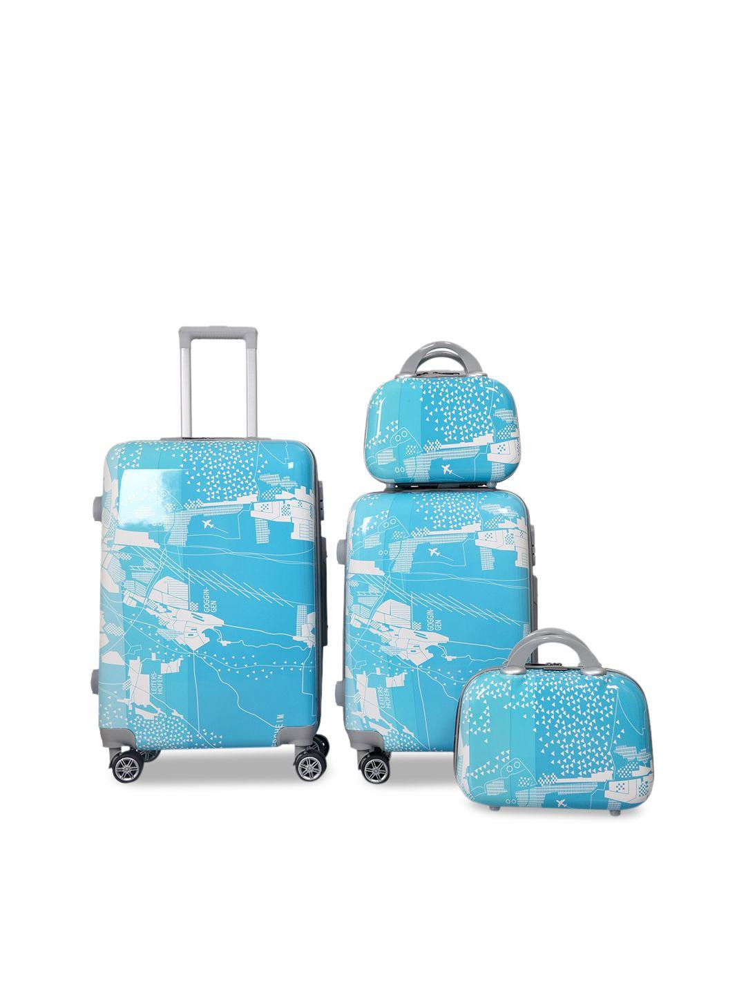 polo class set of 4 hard-sided trolley suitcases & vanity bags