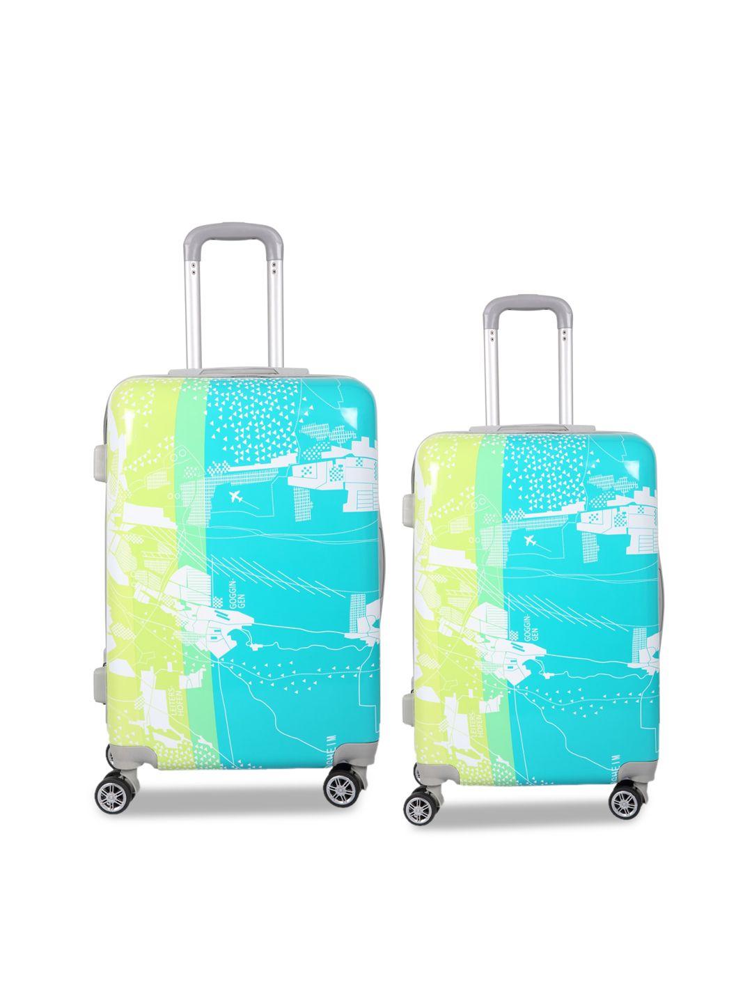 polo class unisex 2 pcs green hard luggage trolley bags