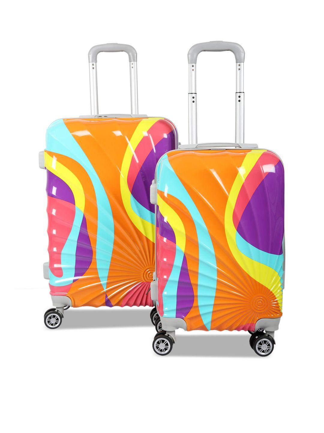 polo class unisex 2 pcs orange hard luggage trolley bags