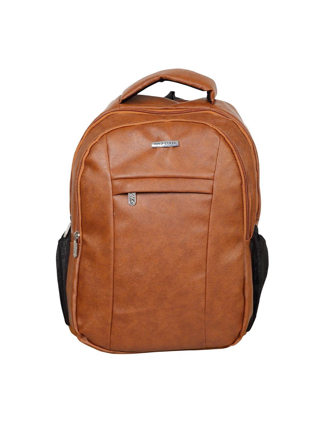 polo class unisex kids camel brown & black pu laptop bag