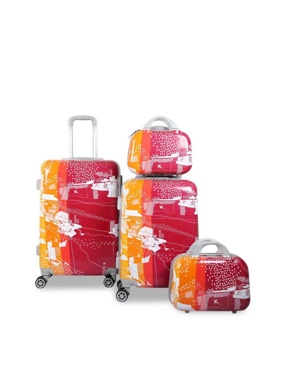 polo class unisex pack of 4 red trolley bags & vanity bags
