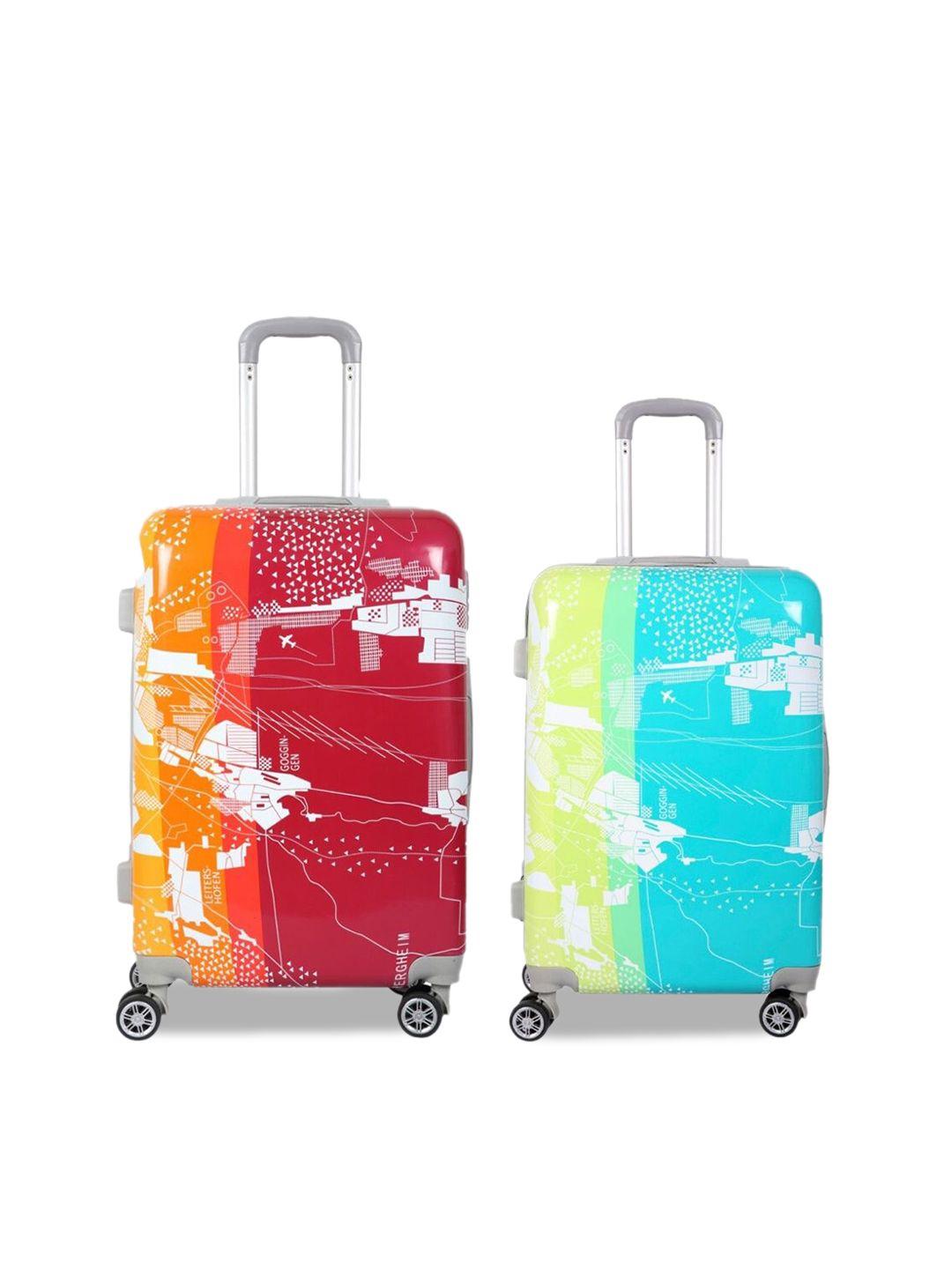 polo class unisex set of 2 printed hard-sided trolley suitcases