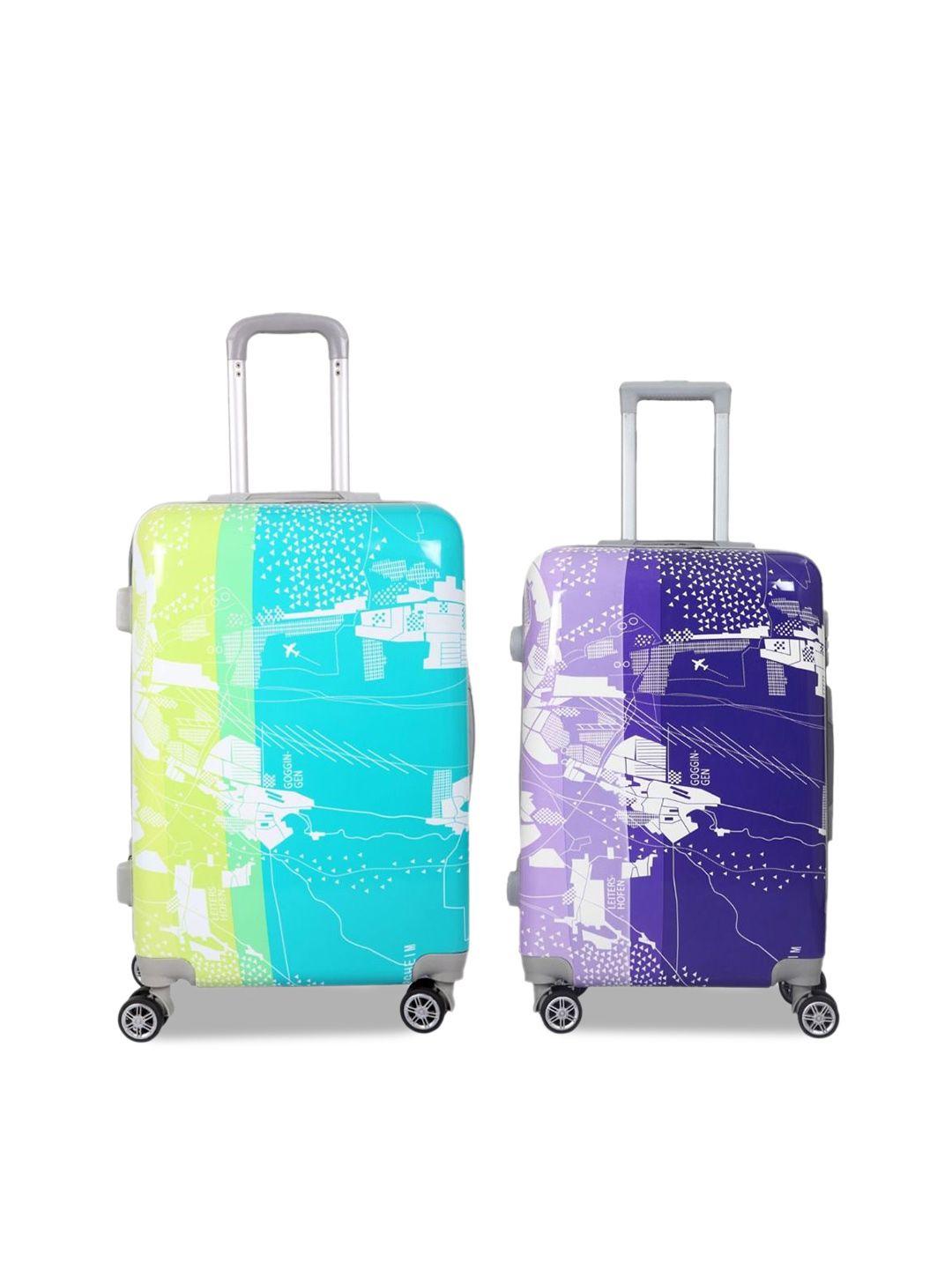 polo class unisex set of 2 printed hard-sided trolley suitcases