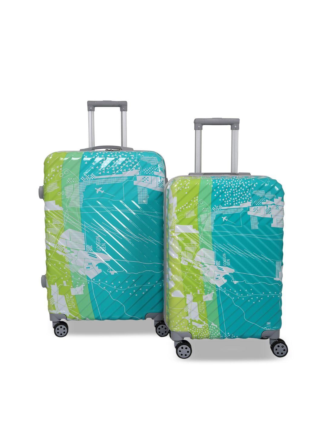 polo class women pack of 2 printed polycarbonate trolley bag