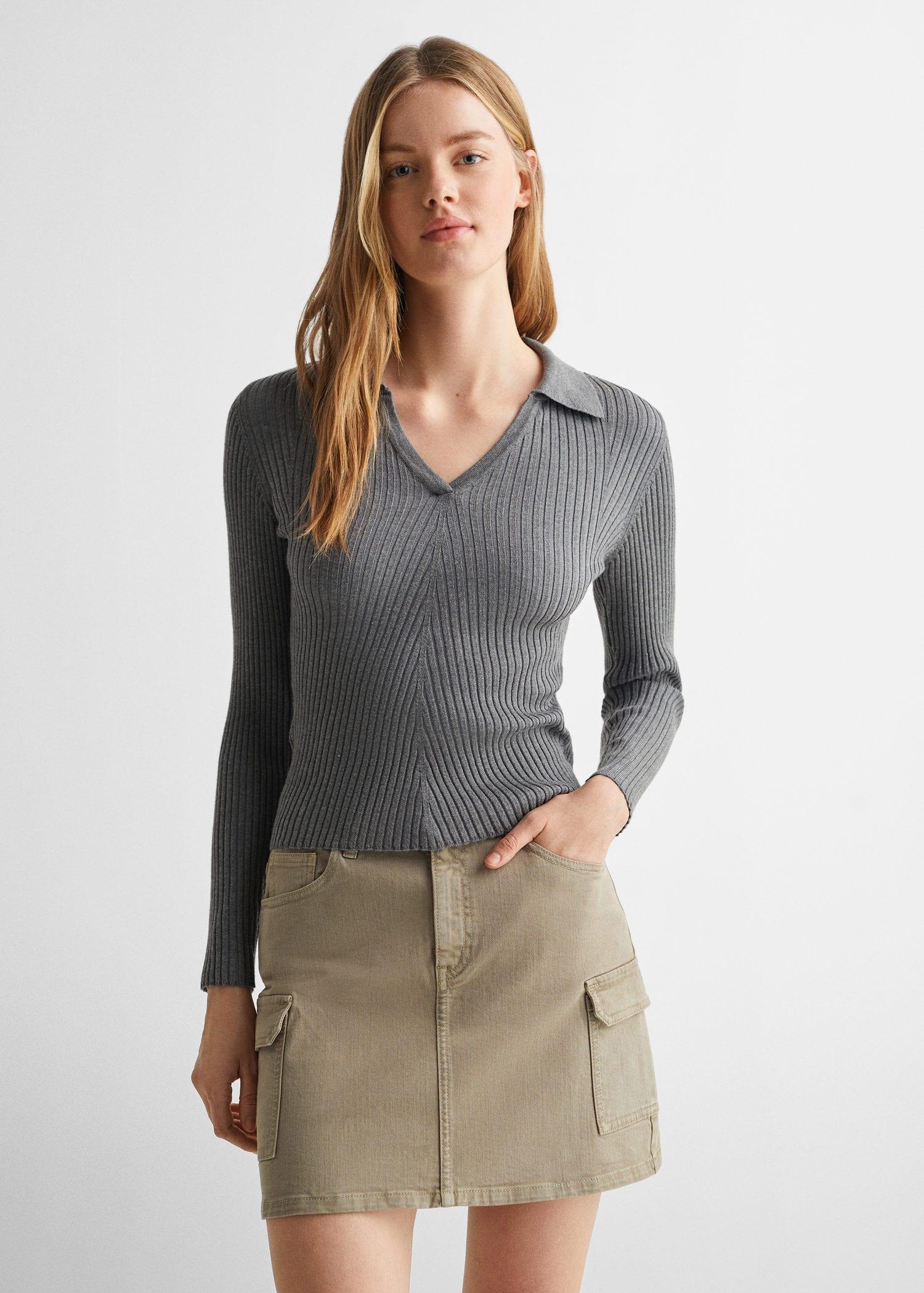 polo neck ribbed sweater