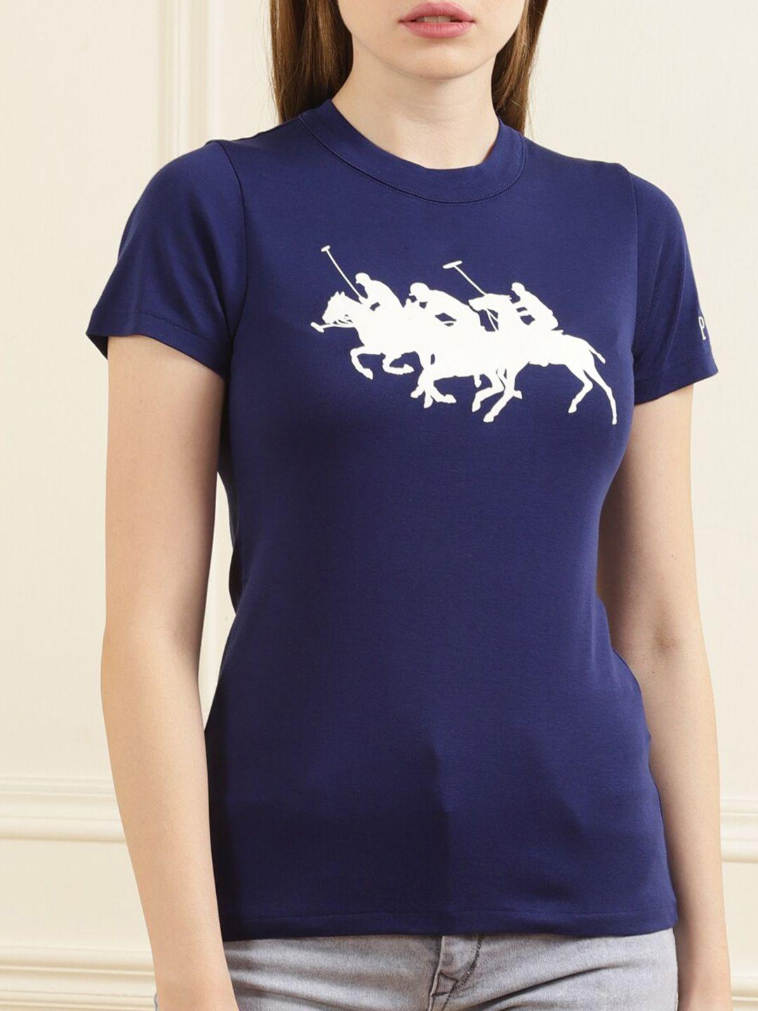 polo ralph lauren blue graphic printed top