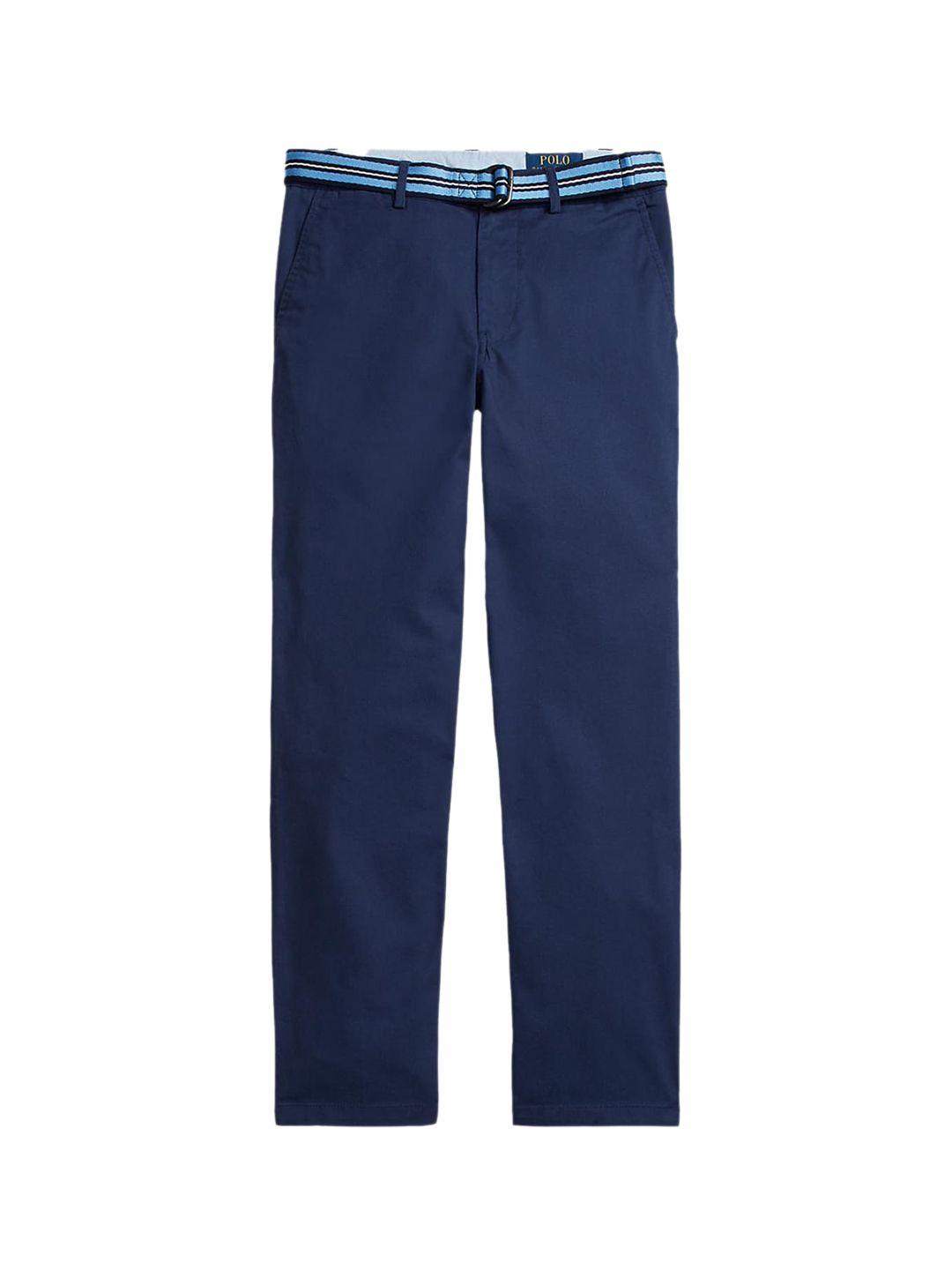 polo ralph lauren boys navy blue slim fit cotton trousers