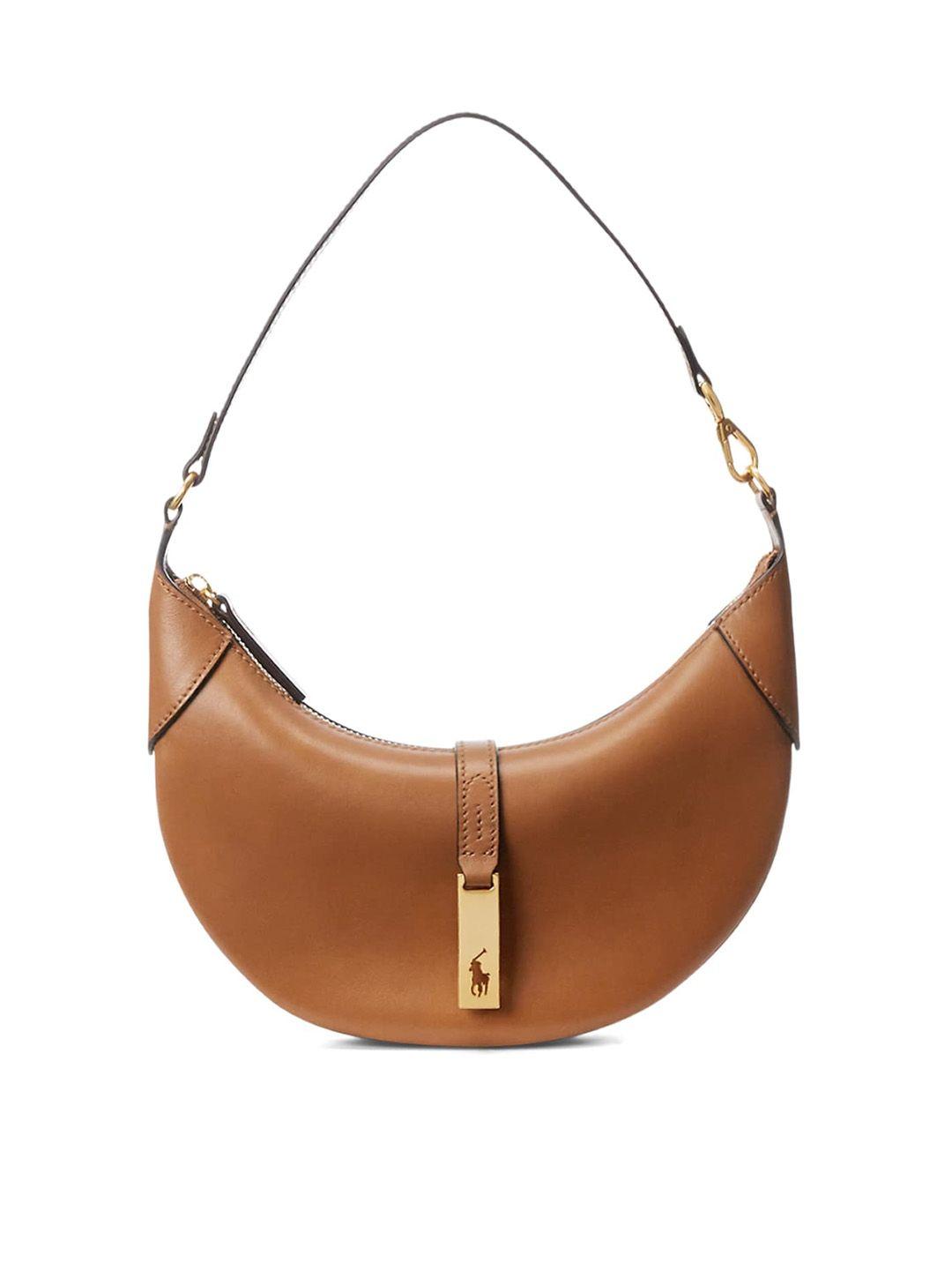 polo ralph lauren half moon leather hobo bag