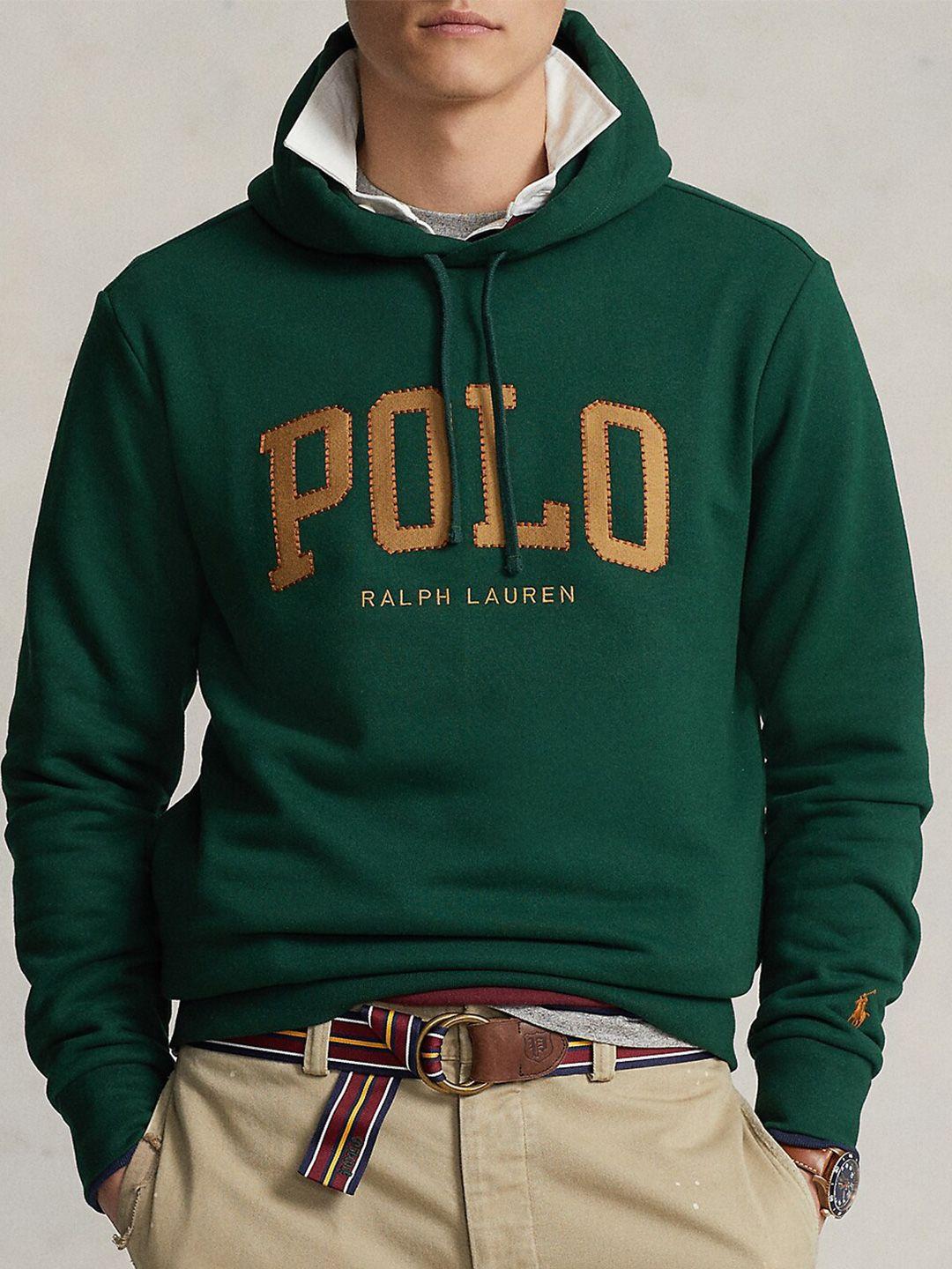 polo ralph lauren logo printed hooded fleece pullover