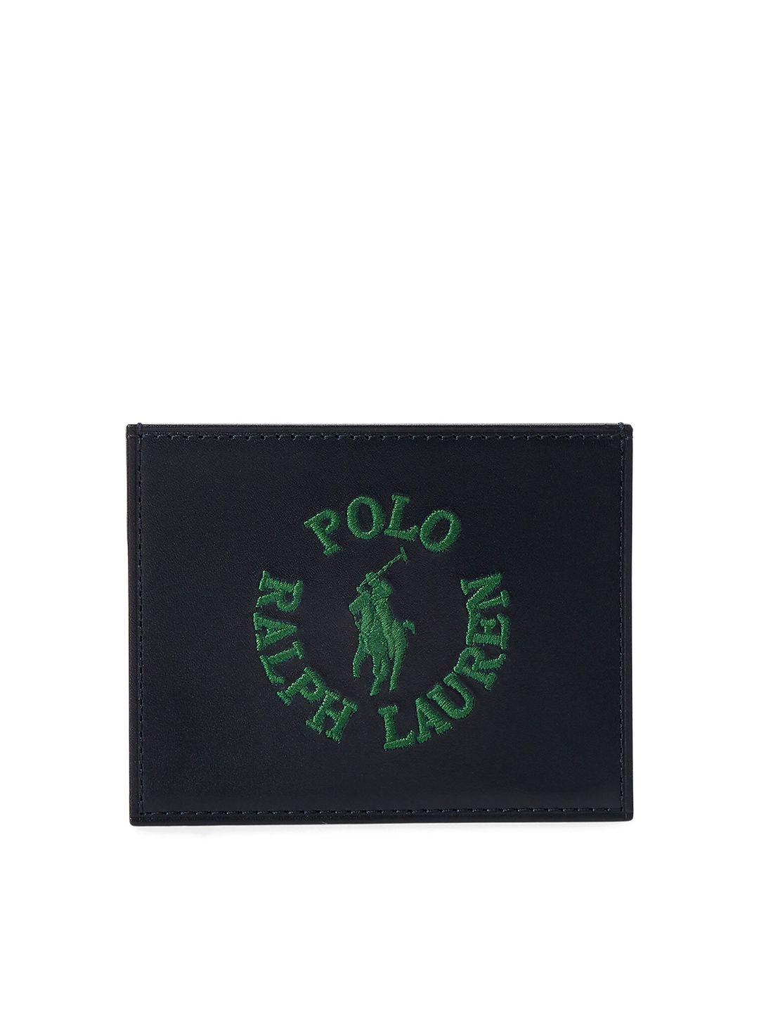 polo ralph lauren men brand logo embroidered nappa leather card case