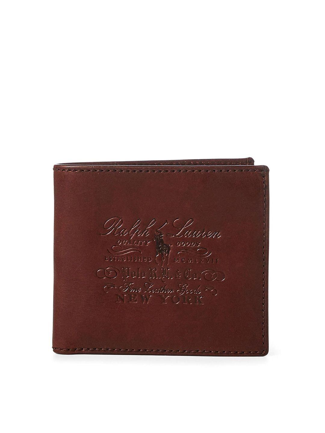 polo ralph lauren men brown leather two fold wallet