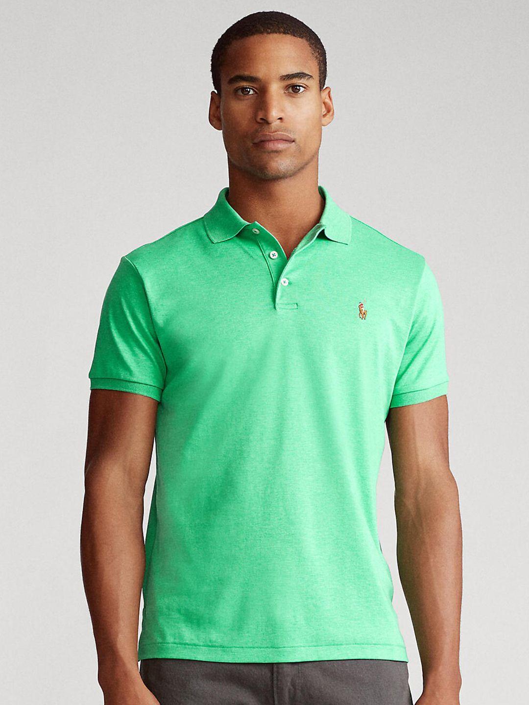 polo ralph lauren men green cotton polo collar t-shirt