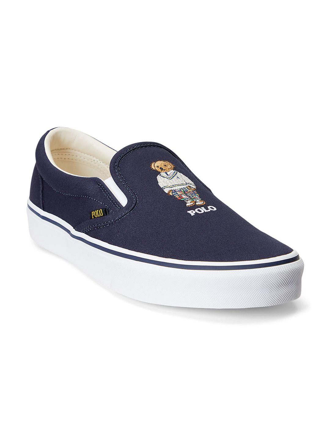 polo ralph lauren men keaton polo bear comfort insole canvas slip-on sneakers