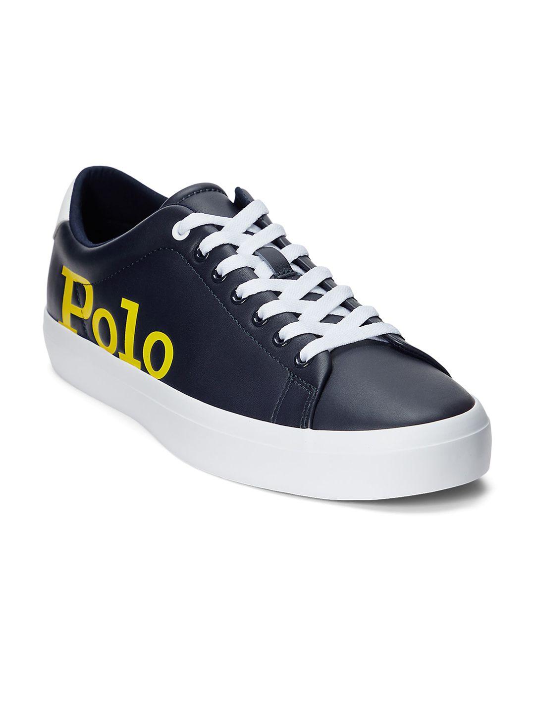 polo ralph lauren men longwood printed comfort insole leather contrast sole sneakers