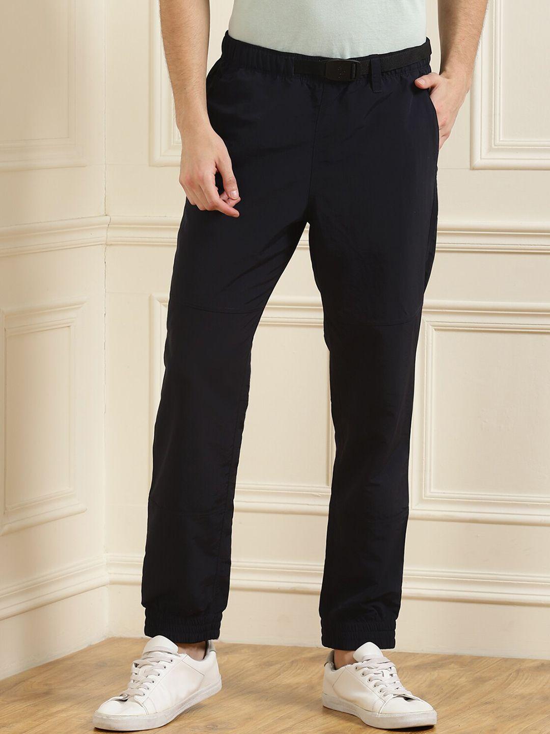 polo ralph lauren men navy blue solid cotton relaxed-fit joggers