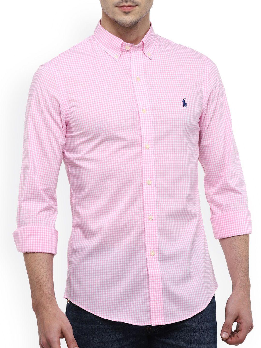 polo ralph lauren men pink checked casual shirt