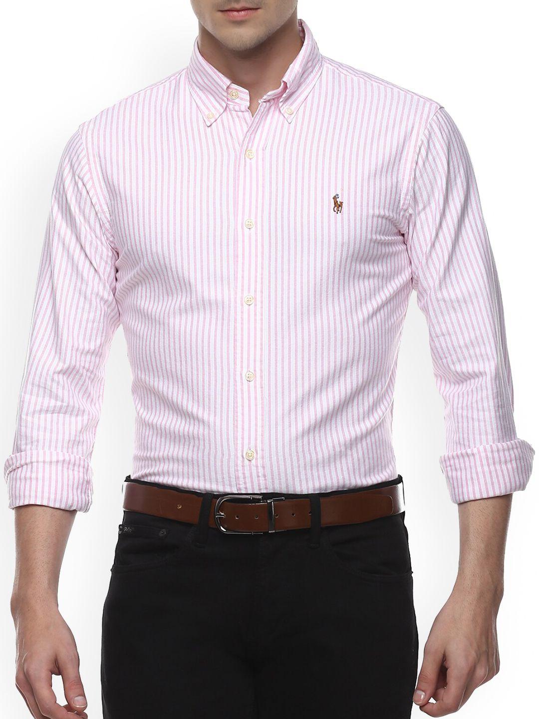 polo ralph lauren men pink striped casual shirt